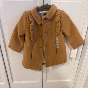 Carter's Girls' Camel Ruffle-Trim Pea Coat